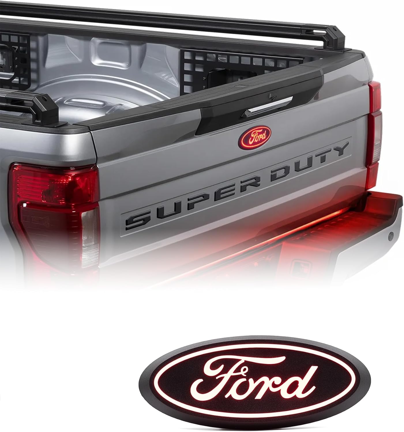 Putco Luminix LED Red Oval Tailgate LED Emblem - Fits Ford Super Duty F250 / F350 / F450 2020-2022 All Models Except Platinum or Limited