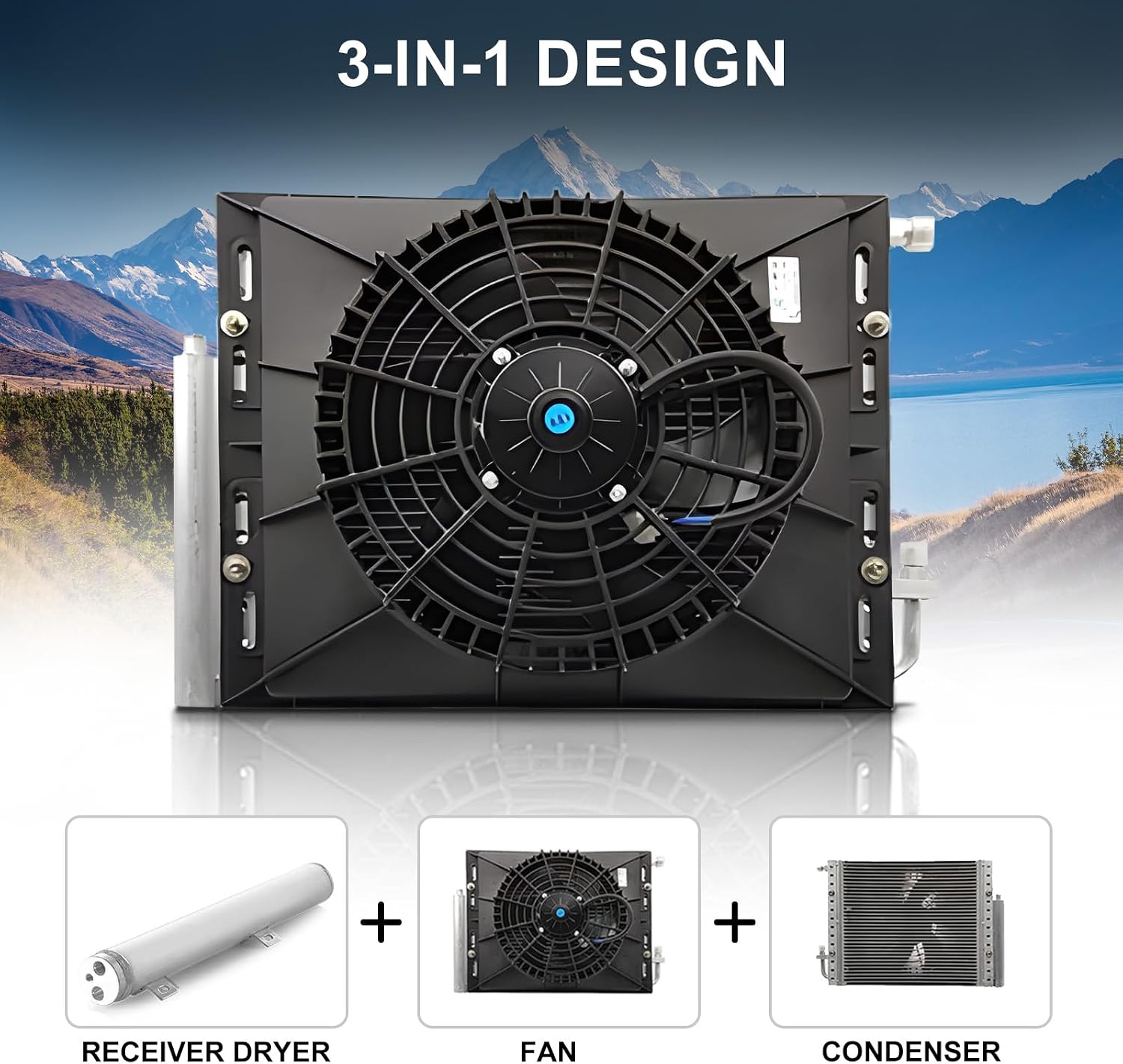 Treeligo 12V Universal Under Dash Air Conditioner with Heating&Cooling, 12000 BTU Fast Cooling Electric A/C System, 12 Volt Low-noise AC Fit for Classic Car RV Van Auto Truck Tractor Pickup