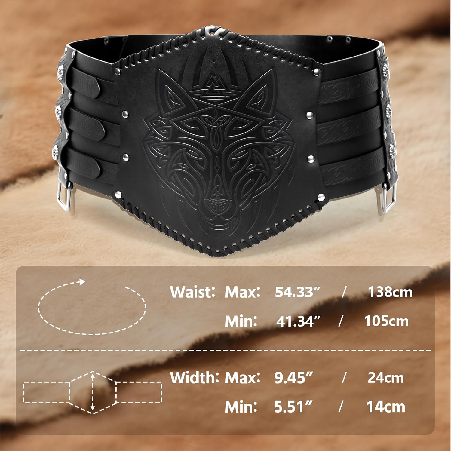 Mens Medieval Viking Leather Armor Renassance Belt Embossed Knight Corset Belt for LARP Christmas Gifts Costume