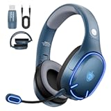 PHOINIKAS 2&period;4GHz Wireless Gaming Headset for Ps5&comma; Ps4&comma; PC&comma; Bluetooth 5&period;3 Gaming Headphones with Noise Canceling Mic&comma; 7&period;1 Stereo Sound&comma; 30&plus;Hr Battery&comma; Gamer Headset for Switch&comma; Laptop&comma; Mac &lpar;Blue&rpar;