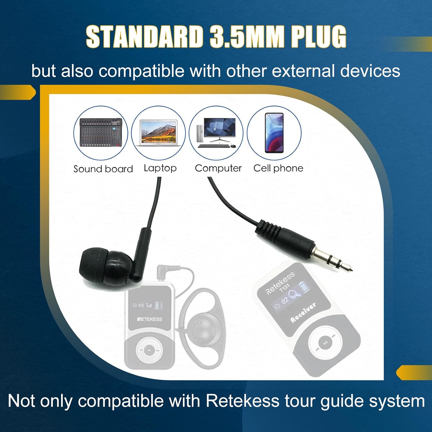 Retekess T130 Disposable Earbuds, Hygienic Earbuds for Left and Right Ears, Compatible with T130, T130S, T130P, TT122, TT116, TT125, TT109 (50 Pack)