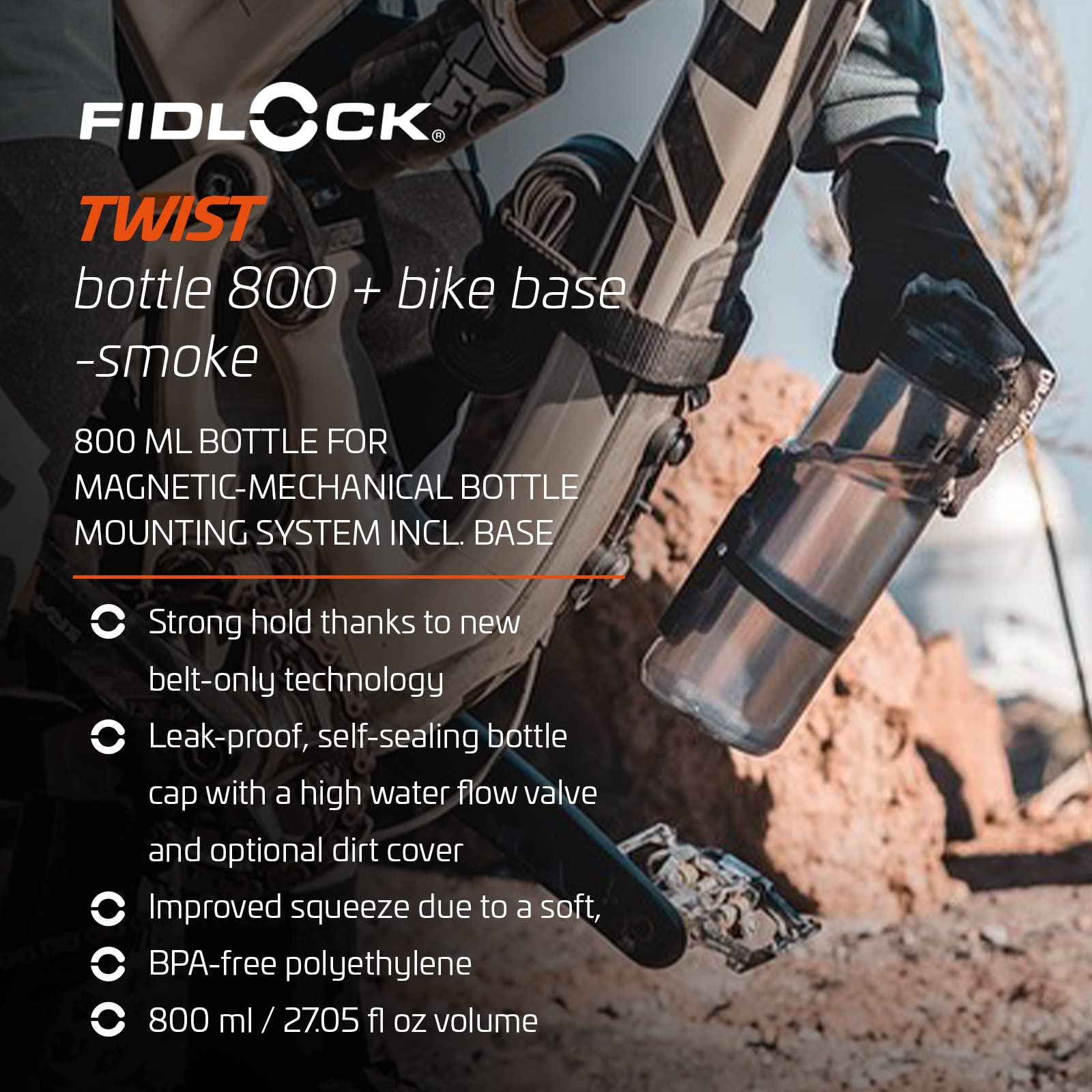 Fidlock Twist 800 Butelka + baza, czarna, przezroczysta