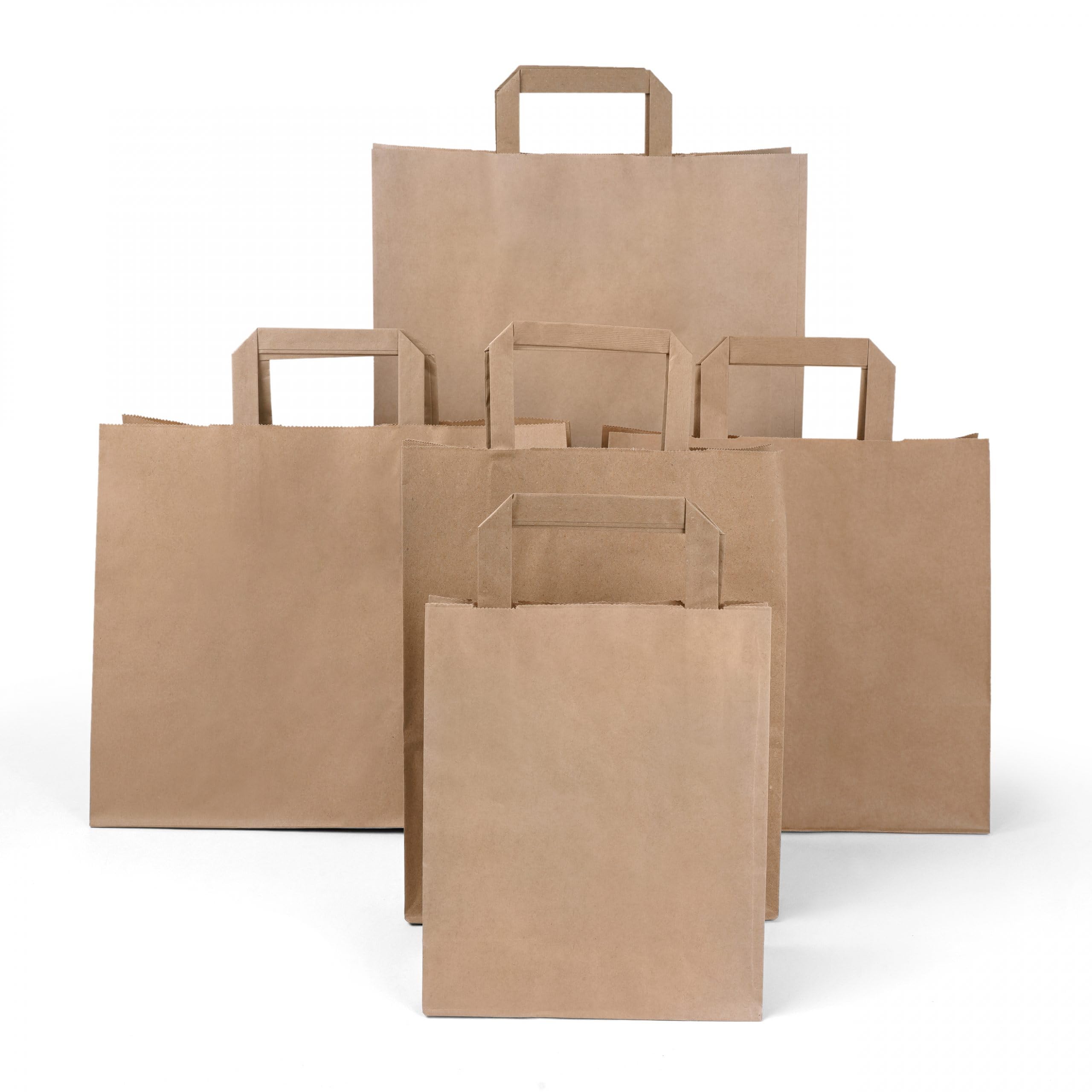 Inoverse 250 Borse in Carta Kraft con Manici, 26x17x25 cm Sacchetti Regalo Marroni