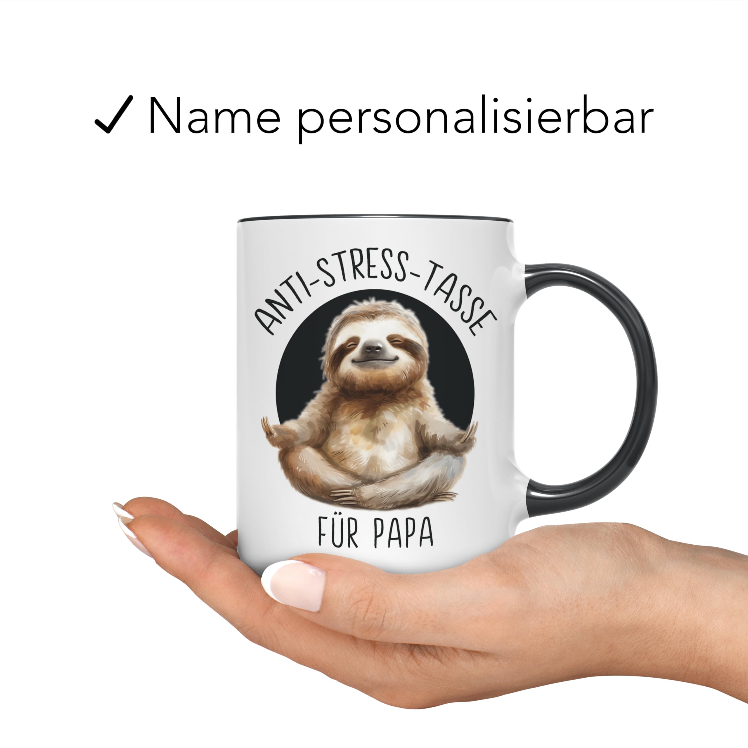Personalisiert Anti Stress Tasse Mit Faultier & Spruch – 330ml Keramiktasse Geschenk Fürs Büro