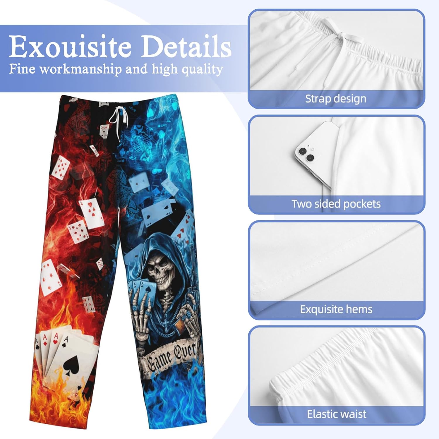 Mens Pajama Pants, Christmas Holiday Birthday Pajamas Lounge Pants, Mens pjs Sleep Bottoms, Gifts For Men