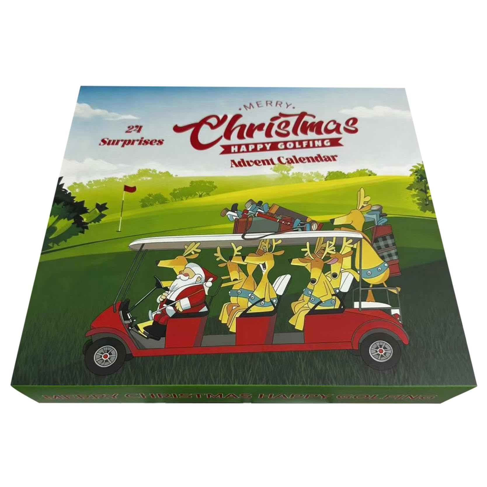 Calendarios de Adviento de golf 2025, calendario de cuenta regresiva de Navidad de 24 días con juego de herramientas, pelotas de golf, calcetines, llavero, camisetas, regalos sorpresa de Navidad para