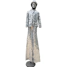 Earthradius Handmade Silver Stilts Walker Mirror Man Show Gold Suit Stage Dress Performance Costume Outfit