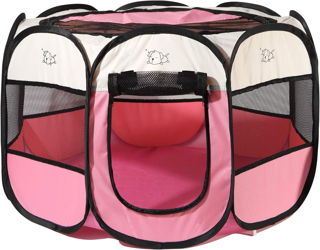 Rarasy Pet Playpen - Indoor Outdoor Mesh Open-Air Playpen and Exercise Pen Tent House Playground for Dogs and Cats (Medium (36" x 36" x 23"), Color-001)