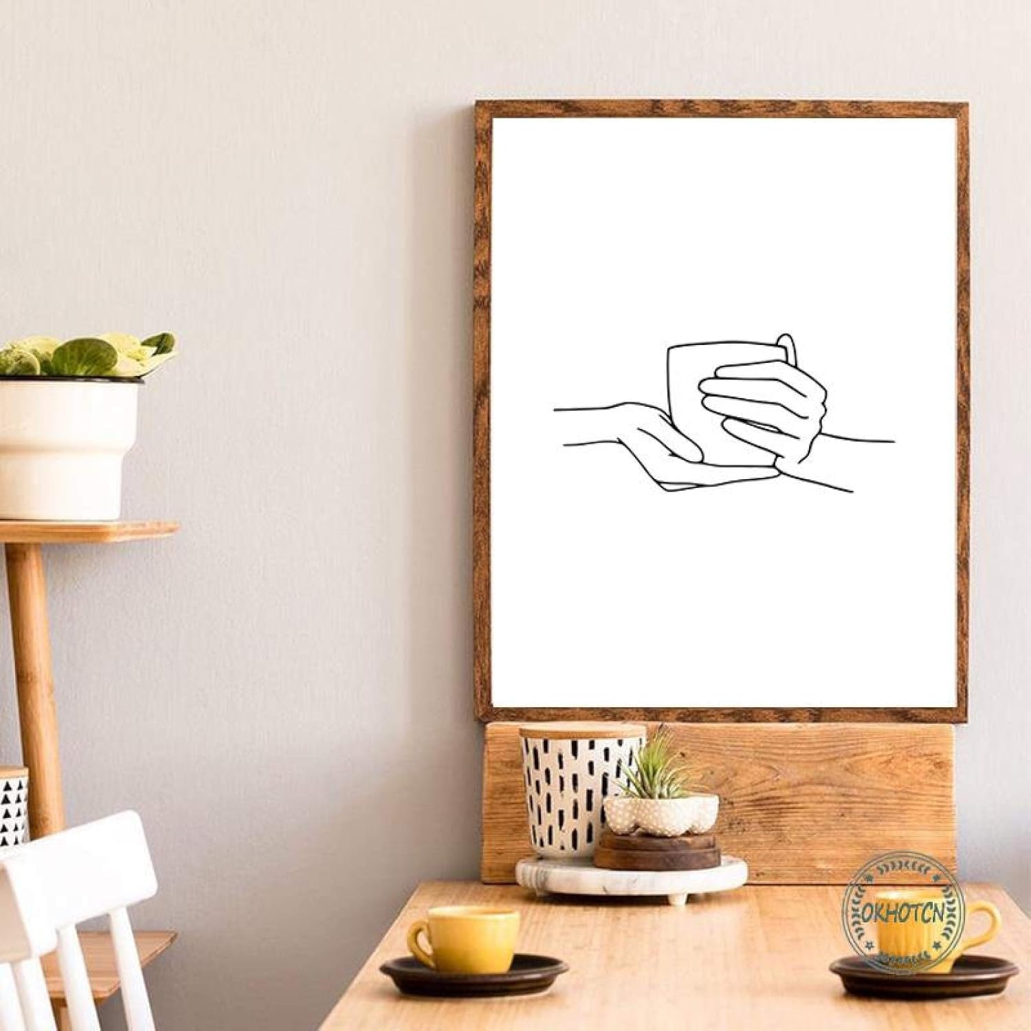 抽象コーヒーカップ手線画ポスターミニマリストキャンバス絵画ウォールアートプリント写真キッチンの装飾 50 &times; 70 センチメートル
