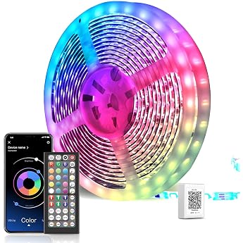 LED Strip 30m Bluetooth LED StripRGB LED Strip Color Change LED fairy lights with controllable via app Remote control Sync with music Ribbons for bedroom TV Home Cabinet Dec [Energy Class A]