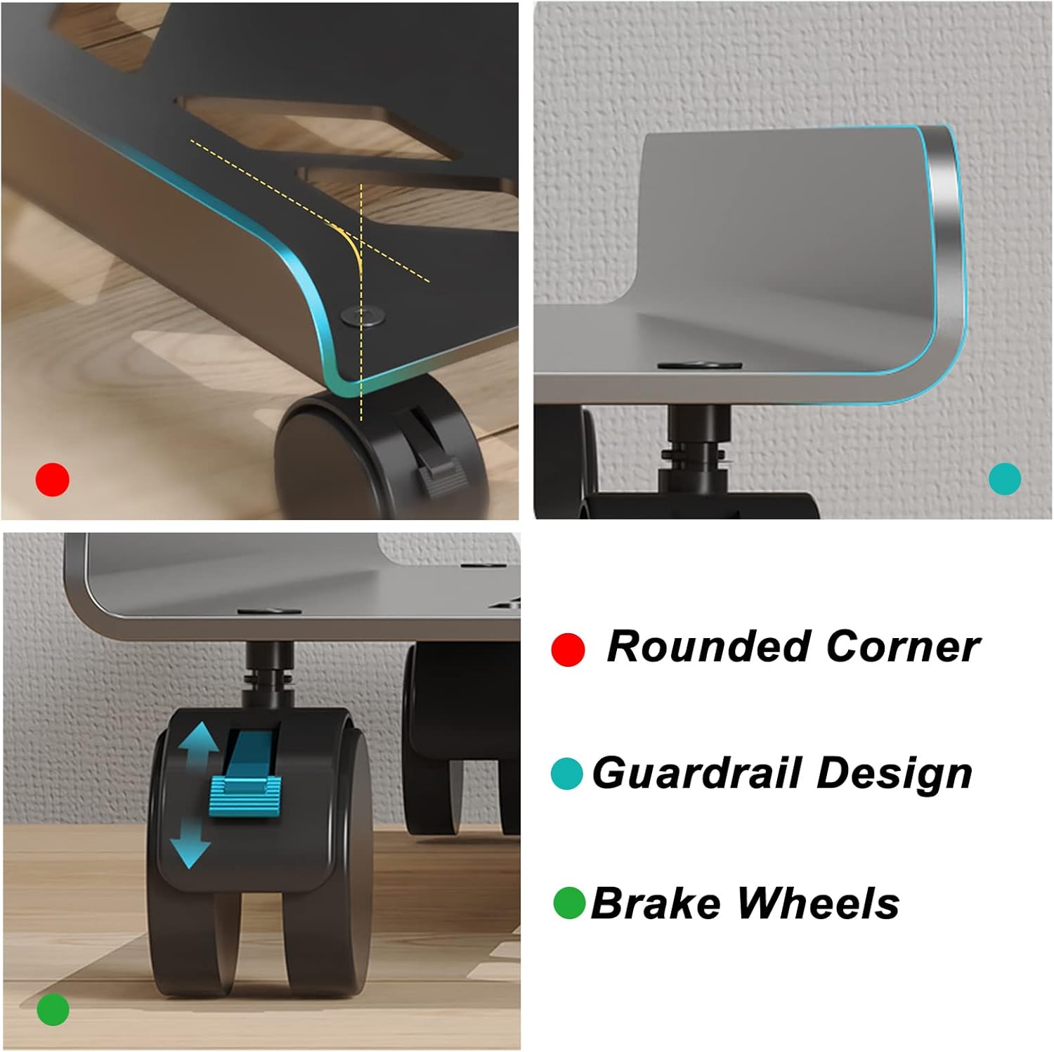 Deston Computer Tower Cart CPU Metal Rolling Stand, Mobile PC Cart Holder, Desktop ATX-Case Rolling Dolly on Casters, Computer Host Stand with Brake Wheels Under Home Office Desk, Black : Office Products