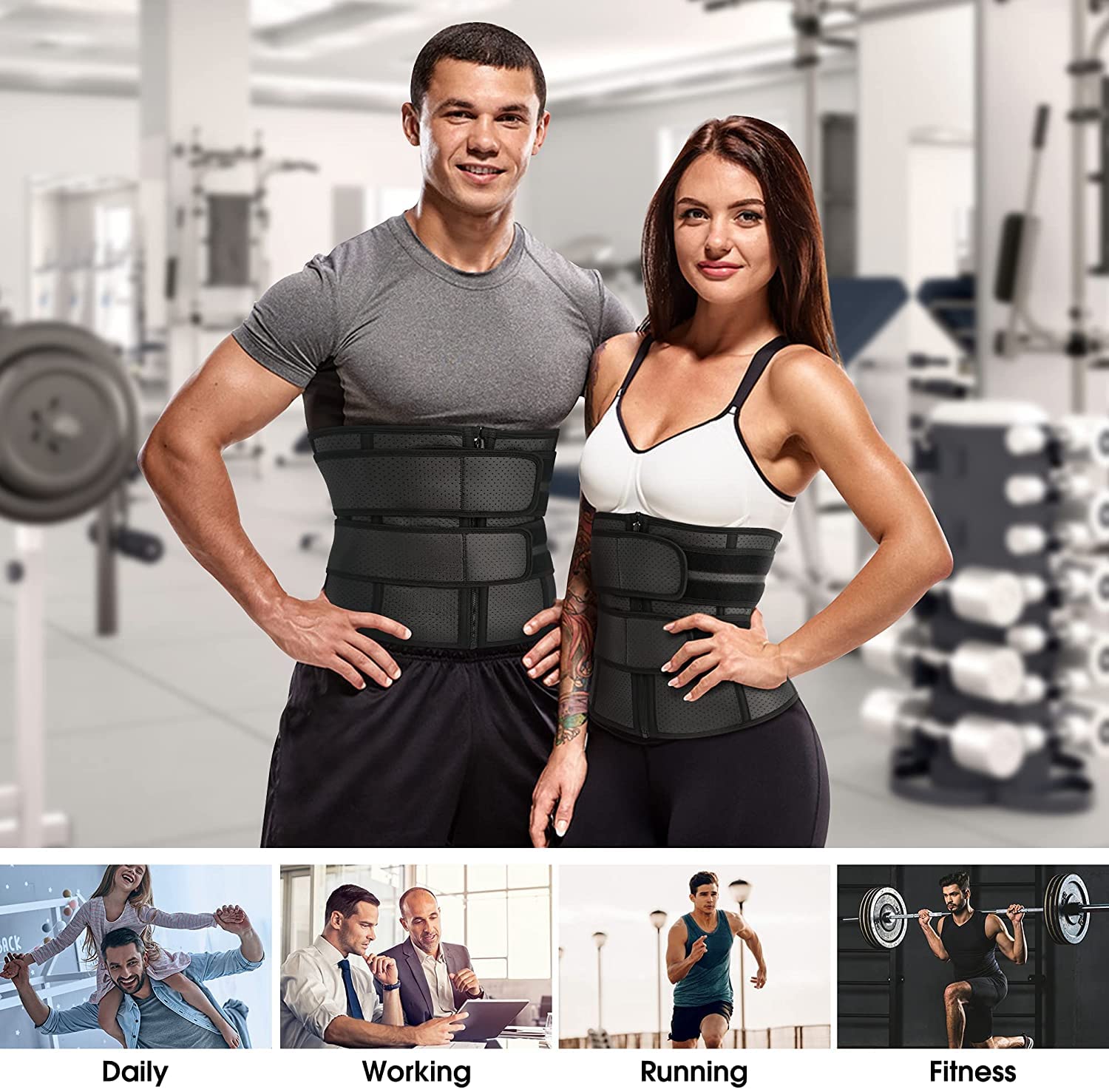 Ceinture de Sudation Homme Gaine Amincissante Ventre Plat Ceinture Abdominale Minceur pour Sport Fitness Sauna