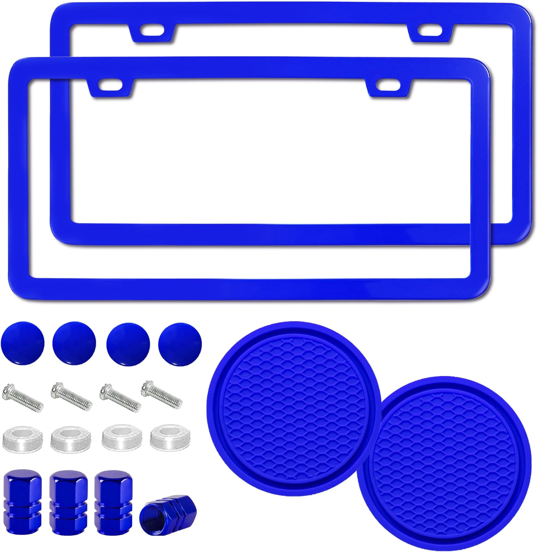 2PCS Matte License Plate Frames, 2 Holes Solid Rust-Proof Stainless Steel License Plate Holder, Universal Car License Plate Cover for Women and Man with Screws Accessories