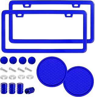 2PCS Matte License Plate Frames, 2 Holes Solid Rust-Proof Stainless Steel License Plate Holder, Universal Car License Plate Cover for Women and Man with Screws Accessories