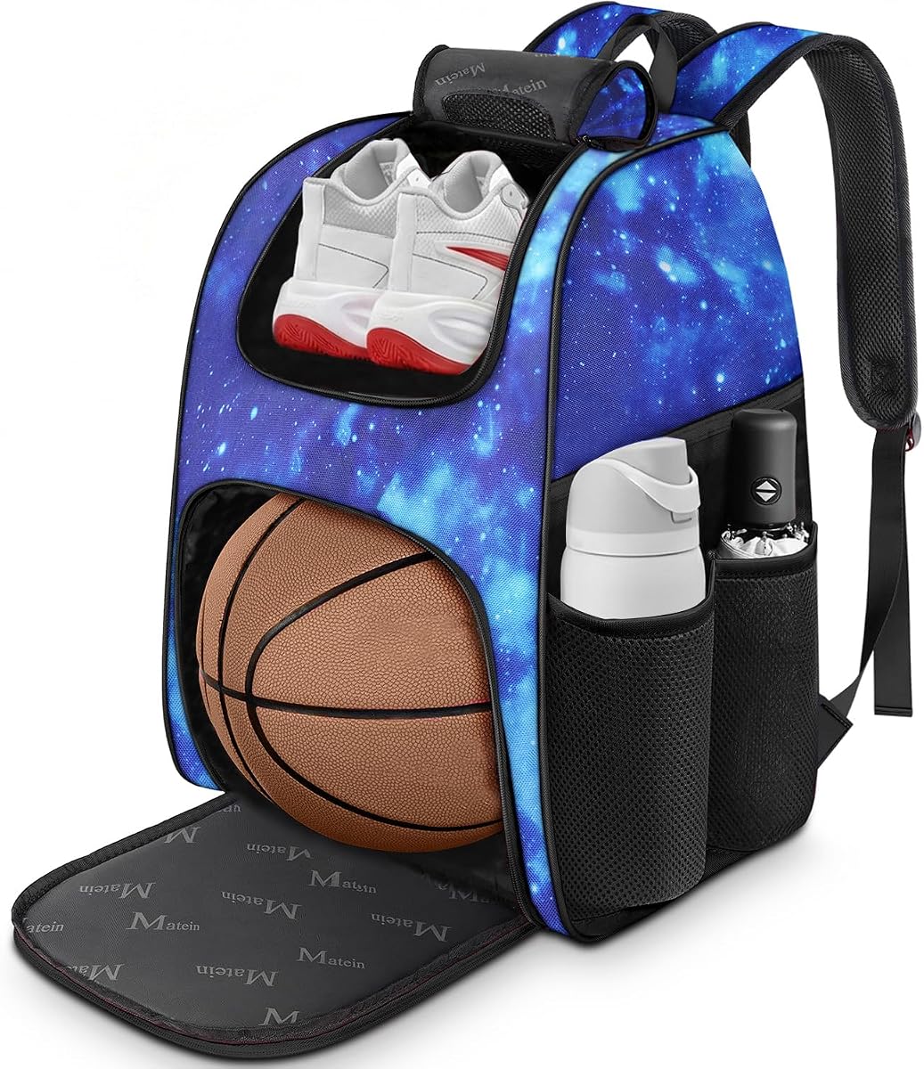 Bolsa de baloncesto, bolsa de fútbol resistente con soporte para pelotas y compartimento para zapatos