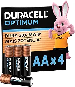 Duracell Pilhas Optimum AA Pequena Pack 4 Unidades – Dura até 30x Mais – Para Controle de Videogame e Brinquedos