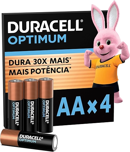 Duracell Pilhas Optimum AA Pequena Pack 4 Unidades – Dura até 30x Mais – Para Controle de Videogame e Brinquedos