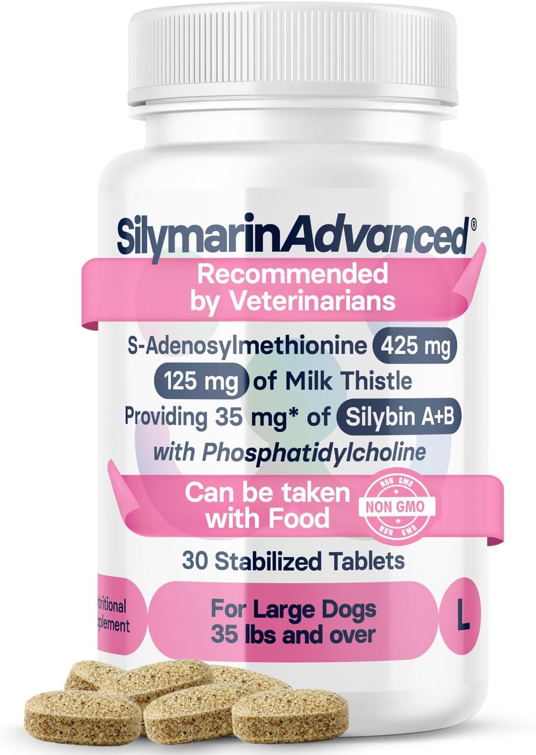 Liver Health Supplement for Large Dogs - Milk Thistle for Dogs Liver Support with S-Adenosylmethionine (Same) & Silybin - 30 Tablets