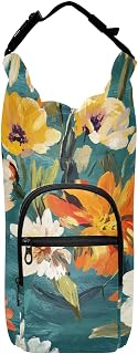 FRODOTGV Bolsa de agua con cremallera para mochila de senderismo con diseño de flores otoñales, color verde azulado, se adapta a botellas de 20/24/32/40 onzas