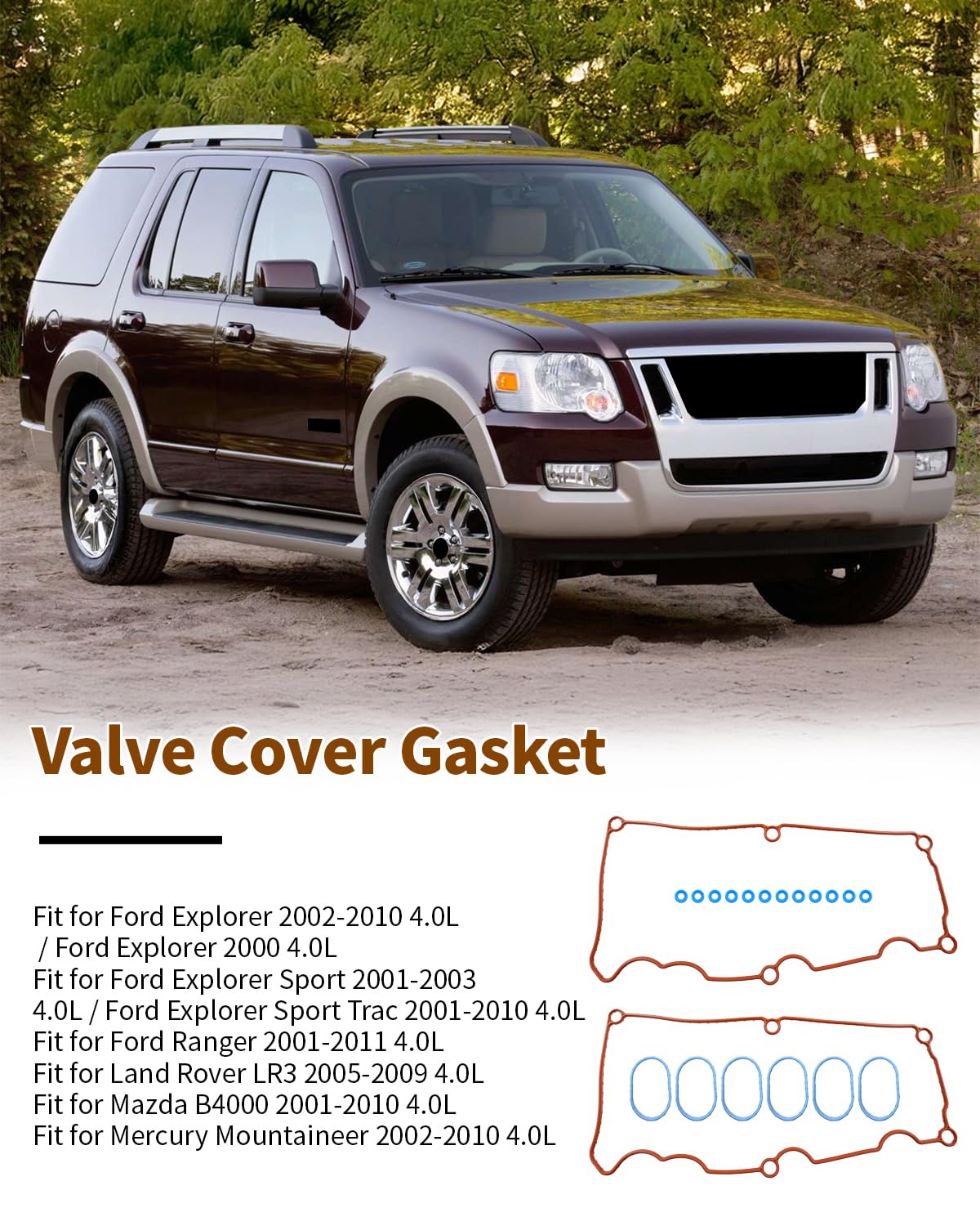VS50529R for Ford Explorer 4.0 Valve Cover Gasket Ranger 4.0 and MS96123 Intake Manifold Gasket Explorer Sport Trac Land Rover LR3 Mazda B4000 Mercury Mountaineer 2002 2003 2004 2005 2006 2007-2010