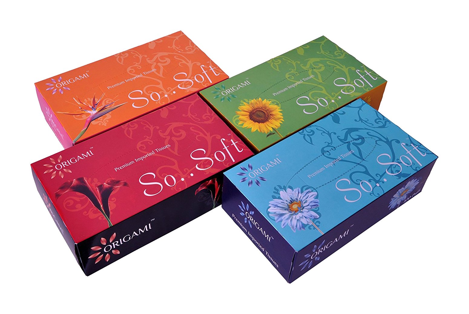Origami So Soft 2 Ply Face Tissue Box - 100 Pulls (Pack of 4)