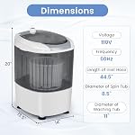 DORTALA laveuse portable, 5.5 LBS Petit lave-tube simple avec sécheur à spin, lave-linge compact pour appartement, dorme et RV, blanc & gris