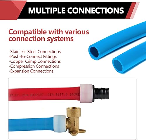 Miniatura 5 de EFIELD Tubería Pex A de 1 pulgada y 100 pies azul para aplicaciones de fontanería de agua potable con un cortador de tubos (azul)