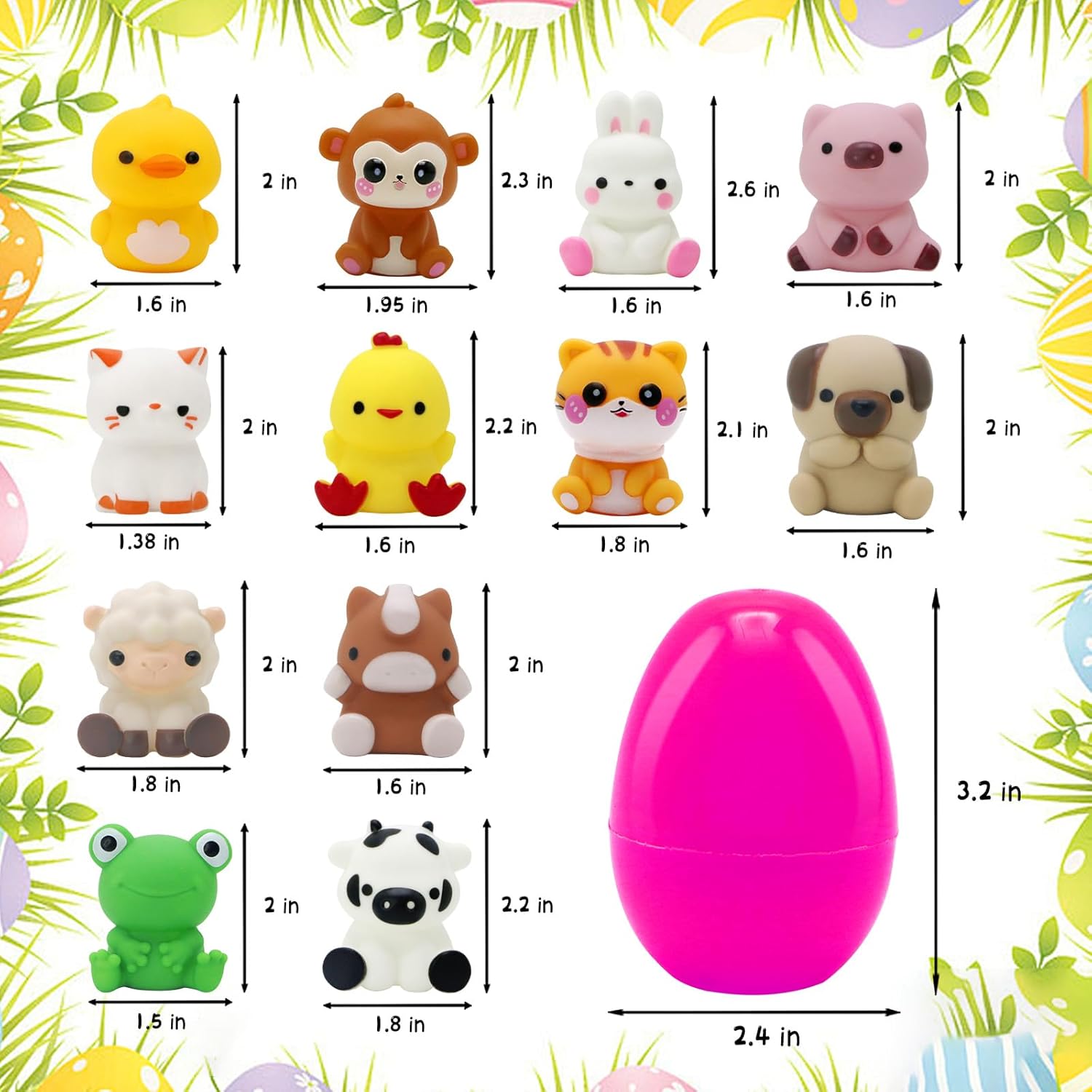 12 Pack Prefilled Easter Eggs with Finger Puppets, Plastic Easter Eggs Filled Inside for Easter Eggs Hunt, Easter Basket Stuffers, Easter Theme Party Favors, Classroom Prize Supplies