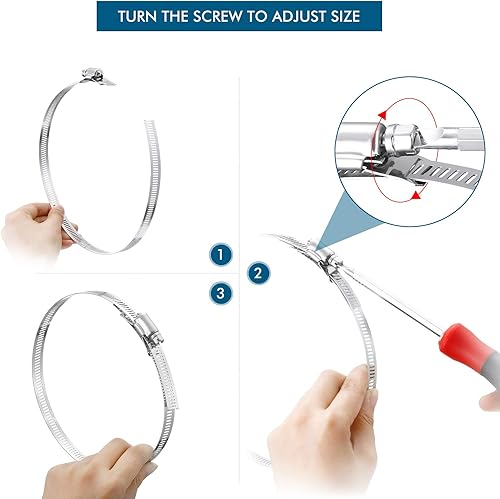 Miniatura 5 de Ripeng 9 abrazaderas de manguera grandes de acero inoxidable de 11.5 pies, accionamiento sin fin, ajustables para intercooler, tubería, fontanería