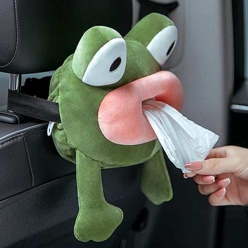 FQQWEE Soporte de pañuelos de felpa suave para colgar, organizador portátil de dibujos animados, servilletero, caja de pañuelos para automóvil,