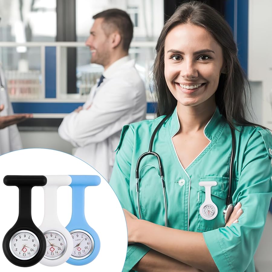 TRIXES Yellow Silicone Nurses Fob Watch NEW Quartz Clip Pocket - Foto 7