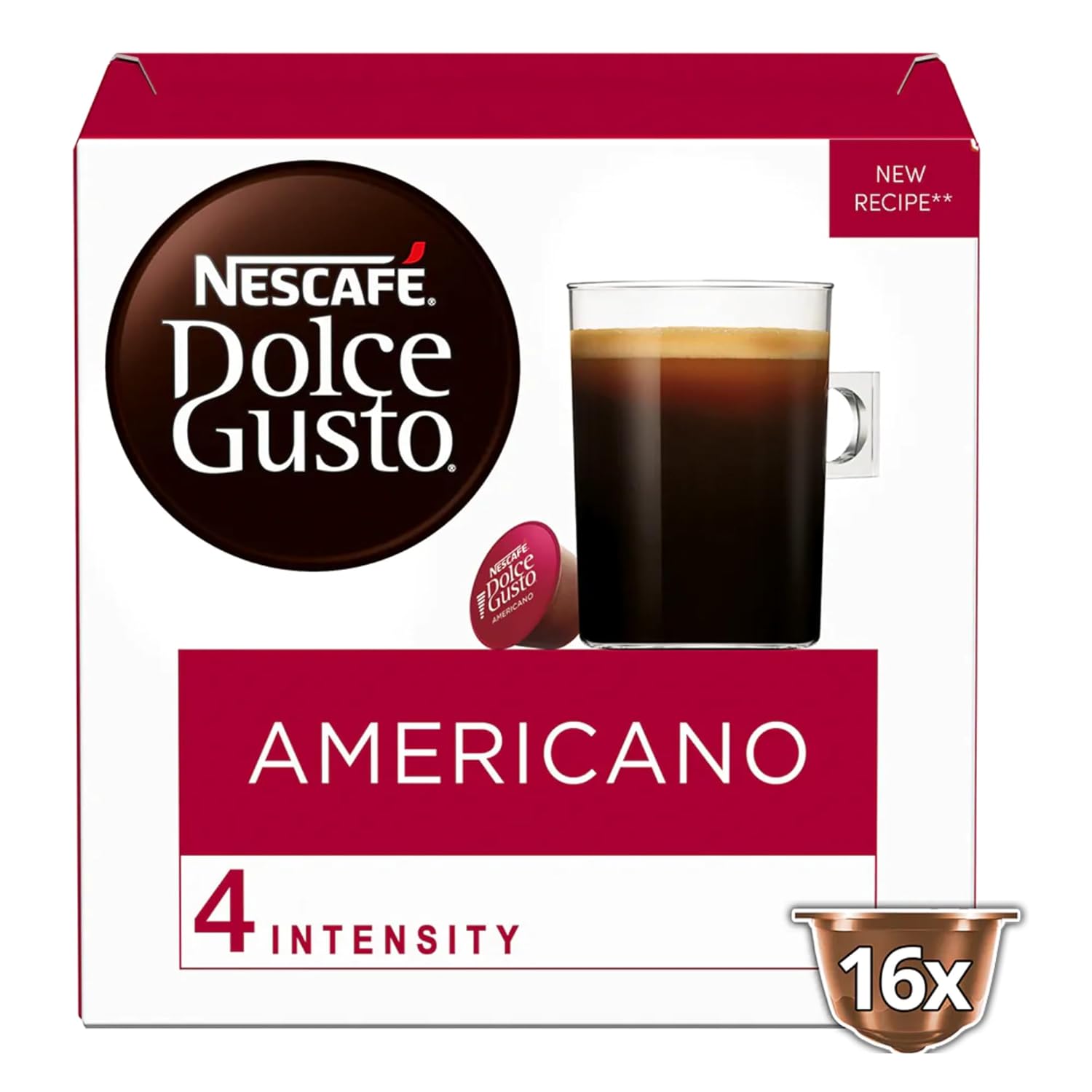 Nescafe Dolce Gusto Coffee Pods, Americano, 16 capsules, Pack of 3