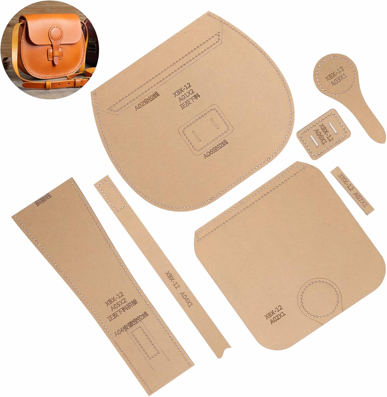 Pssopp Acrylic Template, DIY Wallet Leather Acrylic Templates Leather Pattern Craft Transparent Template Kit for DIY Leather Crafts