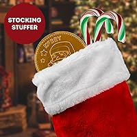 Vista 4 de Sweetzo - Monedas de chocolate con leche de alta calidad, envueltas individualmente con cara de Papá Noel, paquete de 3, 4.5 pulgadas