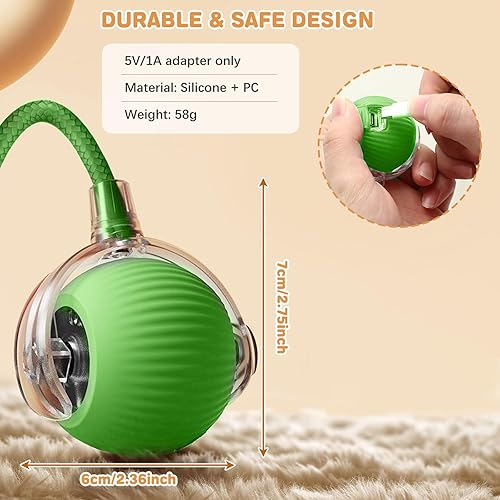 Miniatura 4 de Juguetes interactivos para gatos de interior, juguete recargable de 360 en movimiento automático para gatos adultos aburridos de interior, juguetes