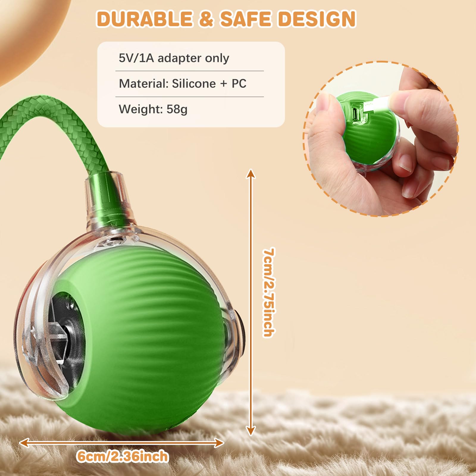 Xaoqin Smart Moving Cat Ball Toy, 360° Interactive Cat Toy for Indoor Cats Upgraded Automatic Kitten & Adult Cat Toys - Image 4