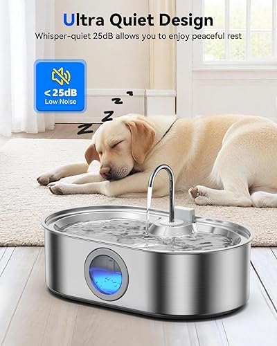 Miniatura 7 de Fuente de agua para perros de 3.4 galones para perros grandes, fuente grande de acero inoxidable de 13 litros para mascotas con área de bebida más