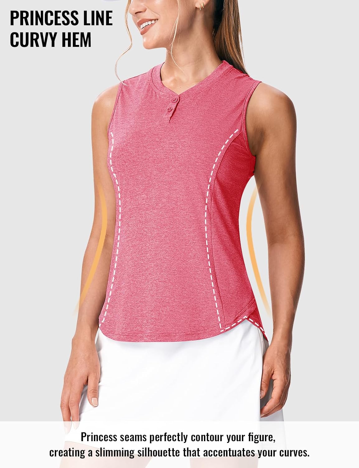 Rdruko Women's Sleeveless Golf Shirts Collarless Dry Fit Polo Tennis Pickleball Athletic Tank Tops