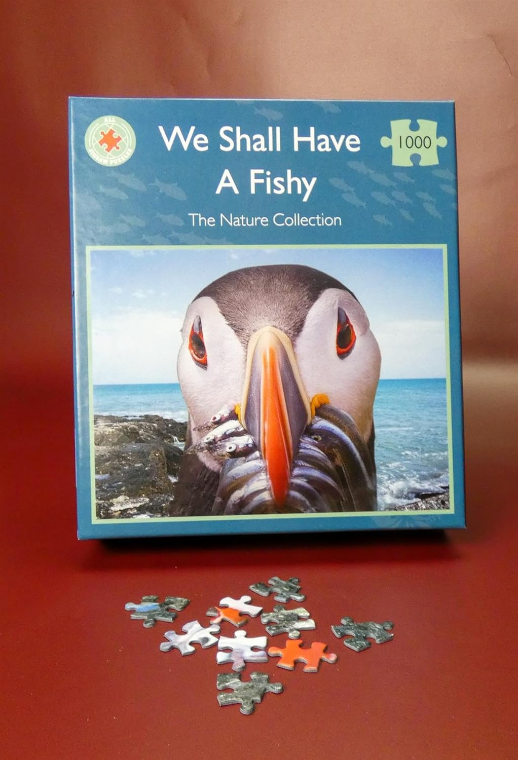 1000-Piece Jigsaw Puzzle - A Puffins Seaside Delight on The Rocky Sea Shoreline - Size 26 inch X 20 inch