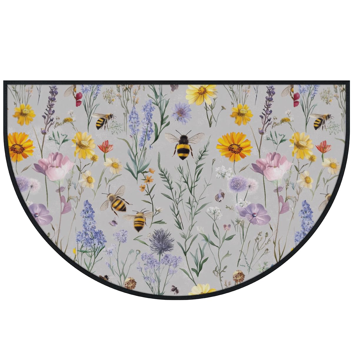 Tapis de porte motif fleurs sauvages grand format aux finitions soignées