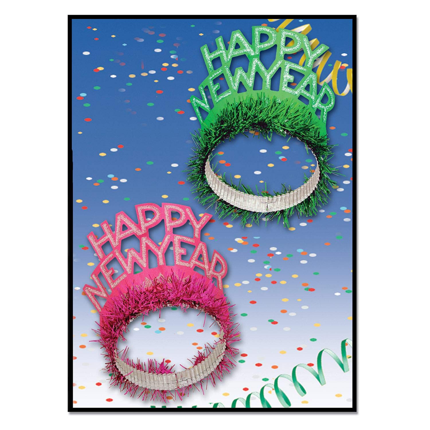 Beistle S88761-50AZ25 Tiaras Happy New Year Regal 25 Stück Partygeschenke, Einheitsgröße, Mehrfarbig