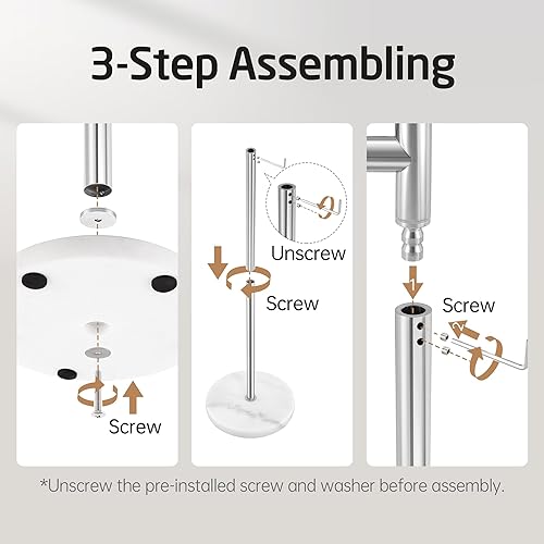 Miniatura 7 de KES Toalleros independientes para soporte de baño, brazos giratorios de 40 pulgadas, 3 toalleros de baño independientes con base de mármol pesada,