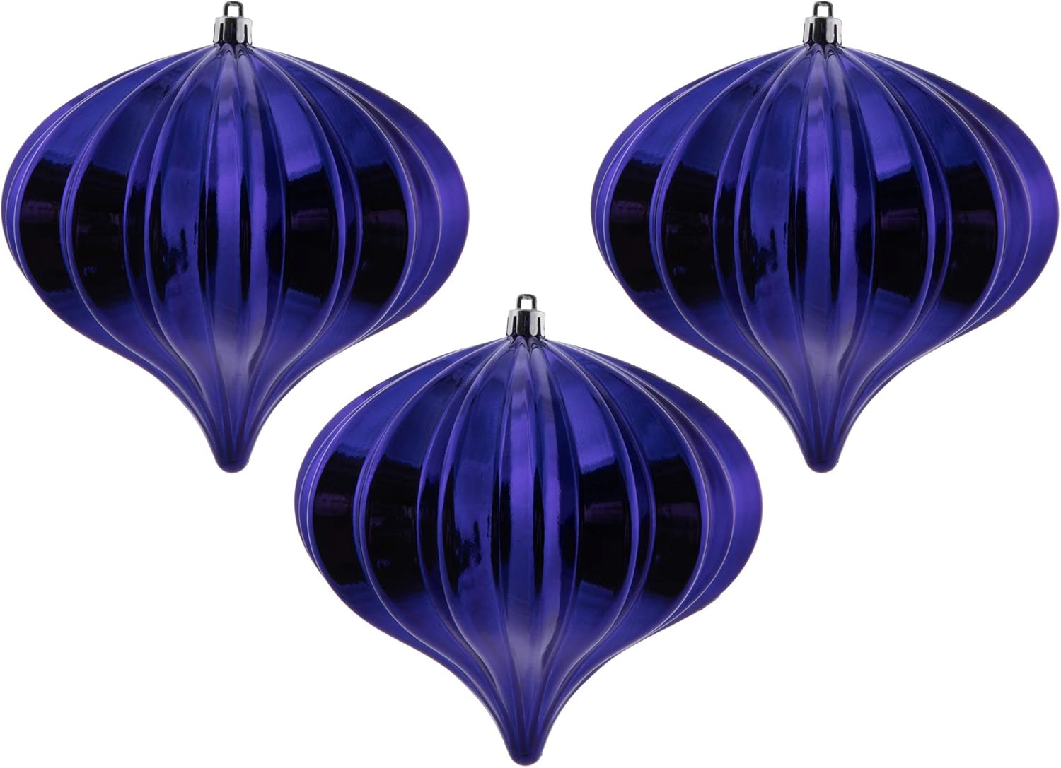 Vickerman 5.7" Purple Shiny Onion Christmas Ornament, UV Treated, Set of 3