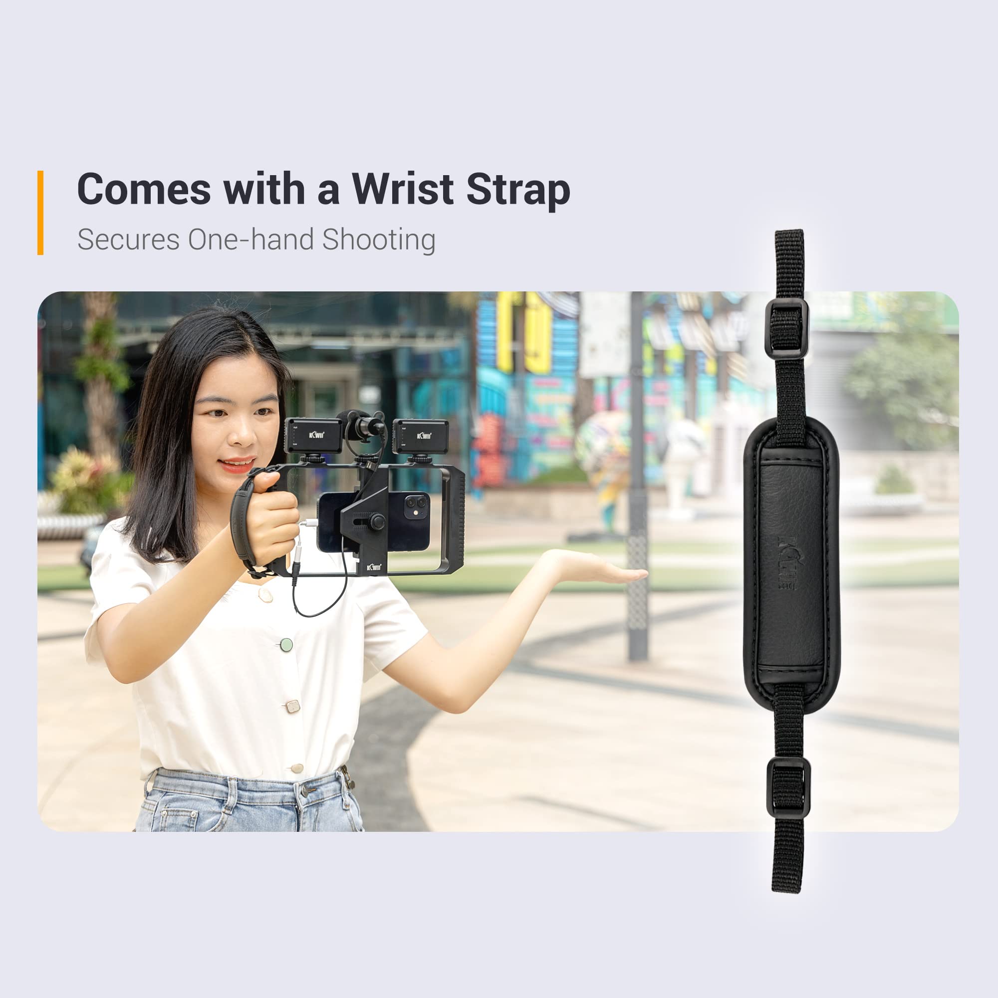 Smartphone Video Rig mit Kabelloser Fernbedienung + Handschlaufe, Stabilisator Smartphone für iPhone 13 12 11 Pro Max X XS Galaxy 20 FE, Handy Video Halterung für Vlogging YouTube Tiktok Videomaker