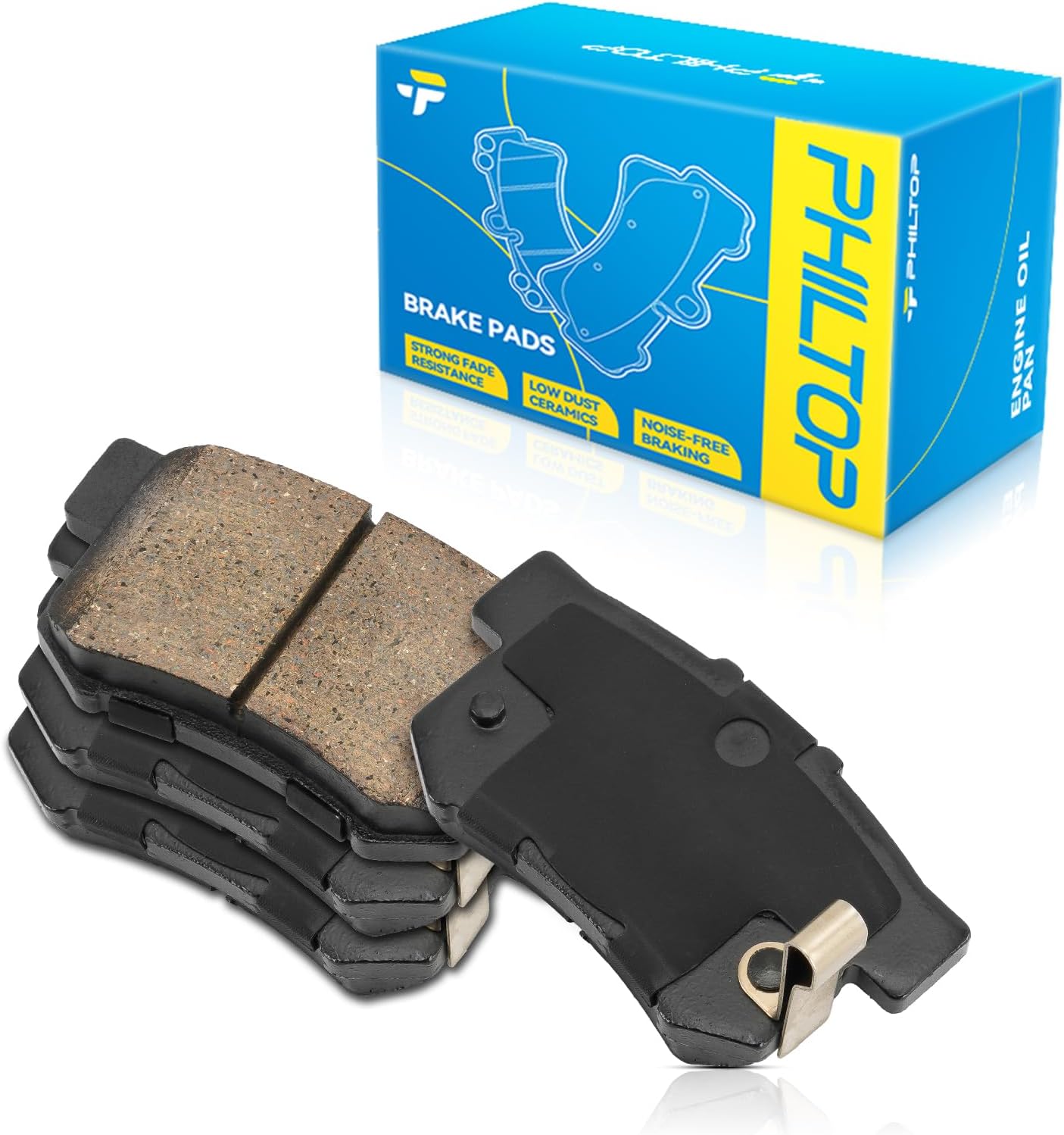 PHILTOP Ceramic Rear Brake Pads For Acura TL 1999-2008, Honda CR-V 2002-2004, Honda Element 2003-2011, Acura RDX 2007-2012, Acura RL 1996-2004, Acura CL 2001-2003, 4 Pcs replace # D536