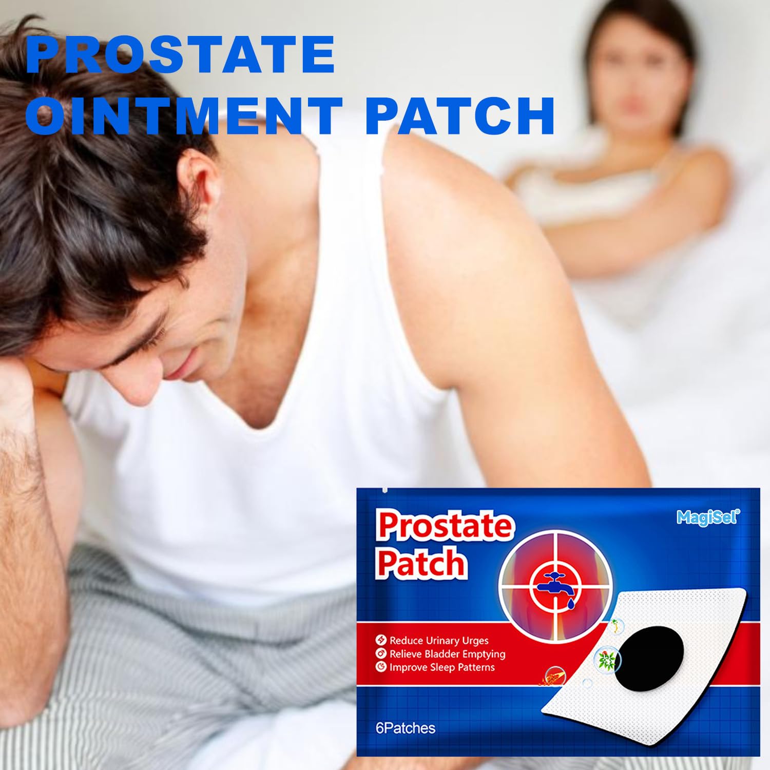 Parches para el Cuidado de la próstata, Parches para la vejiga,Parche corporal, dirigido a las molestias de la próstata masculina, que mejora la fertilidad y la resistencia 6Pcs