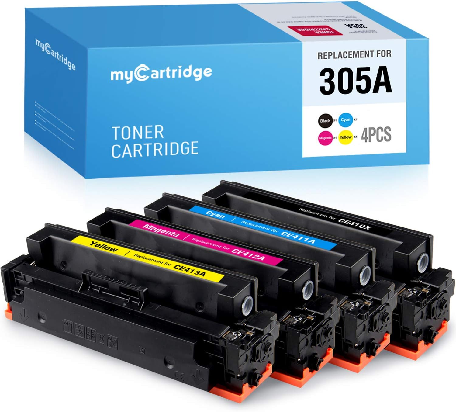 Rеvіеw MYCARTRIDGE Remanufactured Toner Cartridge Replacement for HP 305A CE410X CE411A CE412A CE413A (Black, Cyan, Yellow, Magenta, 4-Pack) for Laserjet Pro 400 Color MFP M475dn M475dw M451dn M451dw M375nw