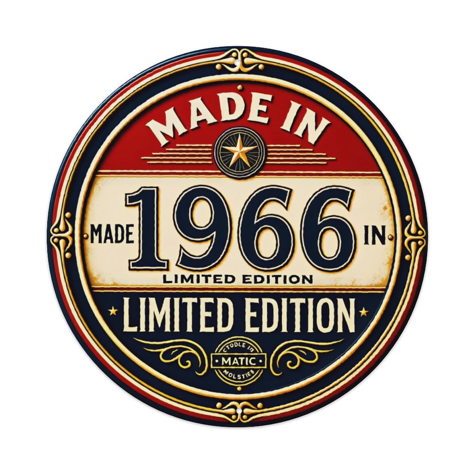 Ldfuieksufg Style Made In 1966 Limited Edition Vintage Round Sign Vintage Aluminium Metal Sign, Retro Wall Decor For Home, Bar, Garage & Farmhouse 20X20cm