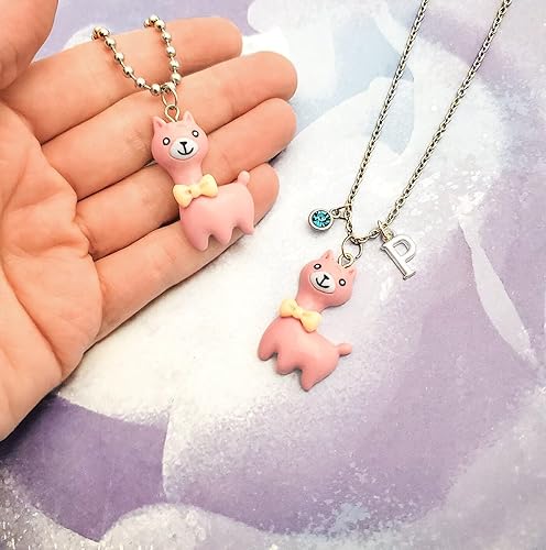 Miniatura 3 de Llama Necklace, Alpaca Necklace, Kawaii, Pink Llama, Kitsch, Pink Resin Alpaca Necklace, Optional Personalization