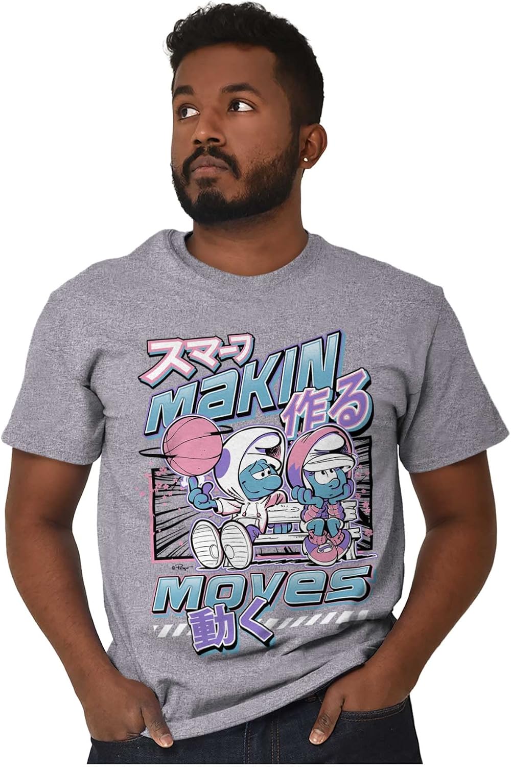 The Smurfs Cool Kanji Makin Moves Graphic T Shirt Men or Women